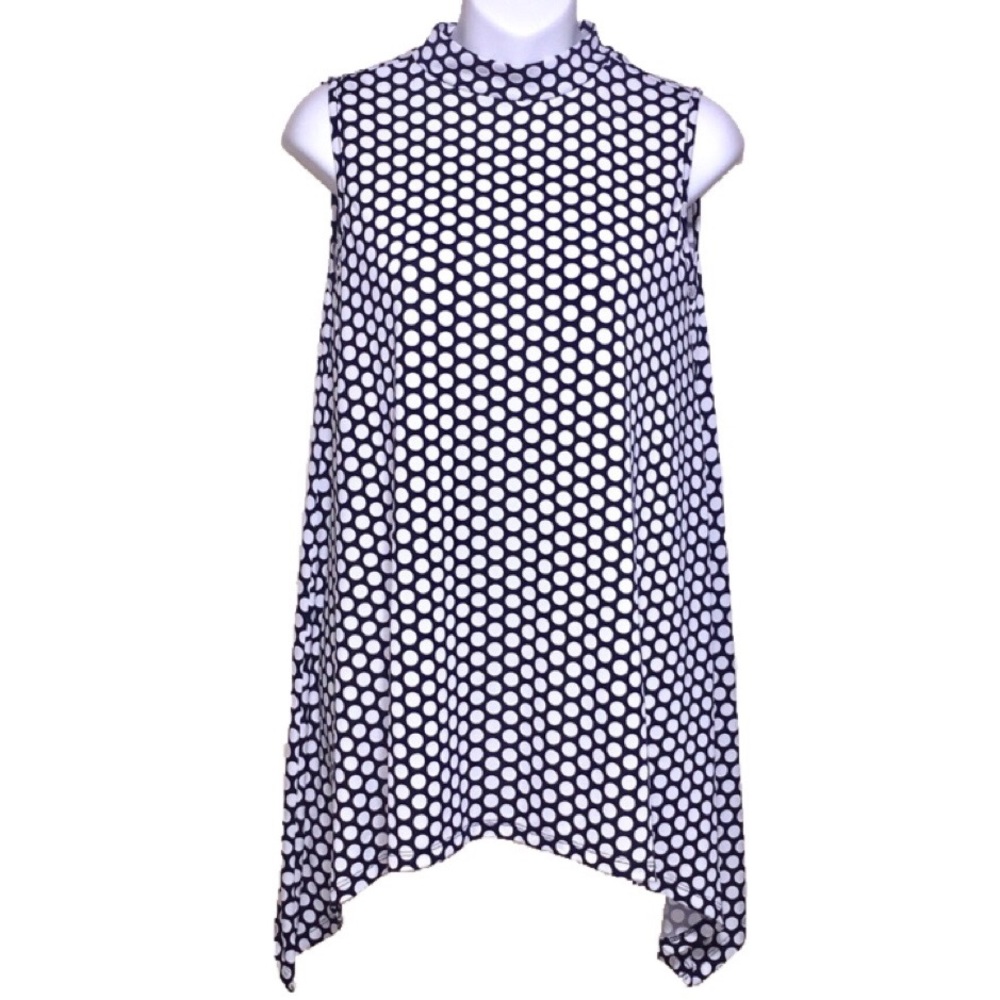 AVA JAMES blue & white polka dot tunic